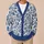 Indigo Floral Birds For Autumn Layering And Everyday Cottage Style Wardrobe Appeal All-over Print Knitted Cardigan - 6