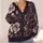 Gothic White Rose Swirls for Dark Academia Layering Teens Alternative Style All-over Print Knitted Cardigan - 4