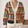 Watercolor Bookshelf and Black Cat Reading Scene for Cozy Study Days and Book Lovers All-over Print Knitted Cardigan - 2