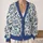 Indigo Botanical Blossoms For Relaxed Spring Layering And Everyday Women’s Wardrobe All-over Print Knitted Cardigan - 2