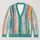 Multicolor Brushstroke Stripes for Casual Office Layering and Weekend Style Women All-over Print Knitted Cardigan - 1