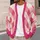 Pink Argyle Diamond Motif for Preppy Campus Layering and Everyday Weekend Style All-over Print Knitted Cardigan - 5