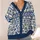 Blue and Ivory Folk Floral Motifs for Cozy Autumn Layering and Everyday Style All-over Print Knitted Cardigan - 4