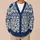 Blue and Ivory Folk Floral Motifs for Cozy Autumn Layering and Everyday Style All-over Print Knitted Cardigan - 6