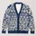 Blue and Ivory Folk Floral Motifs for Cozy Autumn Layering and Everyday Style All-over Print Knitted Cardigan - 1