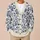 Navy Blue Botanical Flowers for Relaxed Everyday Layering and Cottage Garden Style All-over Print Knitted Cardigan - 6