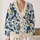 Blue Botanical Blooms for Relaxed Everyday Layering Women’s European Classic Style All-over Print Knitted Cardigan - 2