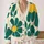 Teal Daisy Floral Sleeveless Layering Style for Spring Summer Everyday Casual Wear Women All-over Print Knitted Cardigan - 2