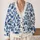 Blue Indigo Floral Botanical Blooms for Relaxed Everyday Layering and Weekend Wear All-over Print Knitted Cardigan - 2