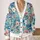 Watercolor Blue Garden Florals for Relaxed Everyday Layering and Spring Outings All-over Print Knitted Cardigan - 2