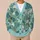 Lotus Pond Botanical Leaves In Soft Aqua Tones For Relaxed Everyday Layering Style All-over Print Knitted Cardigan - 6