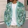 Lotus Pond Botanical Leaves In Soft Aqua Tones For Relaxed Everyday Layering Style All-over Print Knitted Cardigan - 5