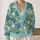 Lotus Pond Botanical Leaves In Soft Aqua Tones For Relaxed Everyday Layering Style All-over Print Knitted Cardigan - 2