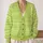 Lime Green Openwork Lattice for Beach Travel, Resort Days, and Summer Layering Outfits All-over Print Knitted Cardigan - 2