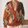 Rust Coral Abstract Botanical Geometry for Everyday Autumn Layering Women's Style All-over Print Knitted Cardigan - 2