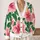 Pink Hibiscus and Green Leaf Botanical Style for Spring Outings and Everyday Women All-over Print Knitted Cardigan - 2