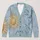 Blue Gold Celestial Sun Medallions for Bohemian Layering and Everyday Weekend Outings All-over Print Knitted Cardigan - 1