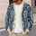 Indigo Cream Floral Medallions for Everyday Layering and Office-to-Weekend Style All-over Print Knitted Cardigan - 5
