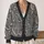 Blue Taupe Paisley Florals for Autumn Layering and Everyday Outings for Modern Women All-over Print Knitted Cardigan - 2