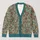 Teal and Tan Geometric Florals for Relaxed Everyday Layering and Artistic Wardrobes All-over Print Knitted Cardigan - 1