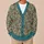 Teal and Tan Geometric Florals for Relaxed Everyday Layering and Artistic Wardrobes All-over Print Knitted Cardigan - 6