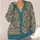 Teal and Tan Geometric Florals for Relaxed Everyday Layering and Artistic Wardrobes All-over Print Knitted Cardigan - 4