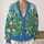 Blue Wildflower Meadow Scene for Autumn Outings and Everyday Layering Women's Style All-over Print Knitted Cardigan - 2