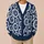 Indigo Ivory Daisy Medallions for Everyday Layering and Relaxed Weekend Wardrobe Style All-over Print Knitted Cardigan - 6