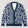 Indigo Ivory Daisy Medallions for Everyday Layering and Relaxed Weekend Wardrobe Style All-over Print Knitted Cardigan - 1