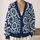 Indigo Ivory Daisy Medallions for Everyday Layering and Relaxed Weekend Wardrobe Style All-over Print Knitted Cardigan - 2