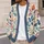 Watercolor Botanical Leaves For Relaxed Everyday Layering, Women's Artistic Style All-over Print Knitted Cardigan - 5