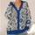 Cobalt Blue Botanical Flowers for Relaxed Spring and Summer Layering Women's Style All-over Print Knitted Cardigan - 4