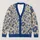 Cobalt Blue Botanical Flowers for Relaxed Spring and Summer Layering Women's Style All-over Print Knitted Cardigan - 1