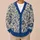 Cobalt Blue Botanical Flowers for Relaxed Spring and Summer Layering Women's Style All-over Print Knitted Cardigan - 6