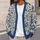 Cobalt Blue Botanical Flowers for Relaxed Spring and Summer Layering Women's Style All-over Print Knitted Cardigan - 5