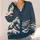 Navy Ocean Waves And Mountain Lines For Relaxed Coastal Everyday Style Women Wear All-over Print Knitted Cardigan - 4