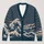 Navy Ocean Waves And Mountain Lines For Relaxed Coastal Everyday Style Women Wear All-over Print Knitted Cardigan - 1