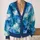 Abstract Blue Teal Brushstrokes for Relaxed Autumn Weekend Outfits and Easy Layering All-over Print Knitted Cardigan - 2