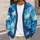 Abstract Blue Teal Brushstrokes for Relaxed Autumn Weekend Outfits and Easy Layering All-over Print Knitted Cardigan - 5