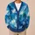 Abstract Blue Teal Brushstrokes for Relaxed Autumn Weekend Outfits and Easy Layering All-over Print Knitted Cardigan - 6