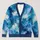 Abstract Blue Teal Brushstrokes for Relaxed Autumn Weekend Outfits and Easy Layering All-over Print Knitted Cardigan - 1