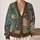 Teal Botanical Patchwork Motifs for Relaxed Everyday Layering and Creative Casual Style All-over Print Knitted Cardigan - 2
