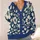 Navy Blue Botanical Blooms for Relaxed Everyday Layering and Casual Elegant Style All-over Print Knitted Cardigan - 4