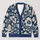 Navy Blue Botanical Blooms for Relaxed Everyday Layering and Casual Elegant Style All-over Print Knitted Cardigan - 1