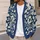 Navy Blue Botanical Blooms for Relaxed Everyday Layering and Casual Elegant Style All-over Print Knitted Cardigan - 5
