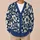 Navy Blue Botanical Blooms for Relaxed Everyday Layering and Casual Elegant Style All-over Print Knitted Cardigan - 6