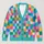 Colorful Pastel Checkerboard Squares for Bright Everyday Layering and Casual Style All-over Print Knitted Cardigan - 1