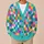 Colorful Pastel Checkerboard Squares for Bright Everyday Layering and Casual Style All-over Print Knitted Cardigan - 6