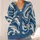 Indigo Cream Marbled Swirls for Relaxed Autumn Layering, Women’s Coastal Style Wardrobe All-over Print Knitted Cardigan - 4