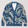 Indigo Cream Marbled Swirls for Relaxed Autumn Layering, Women’s Coastal Style Wardrobe All-over Print Knitted Cardigan - 1